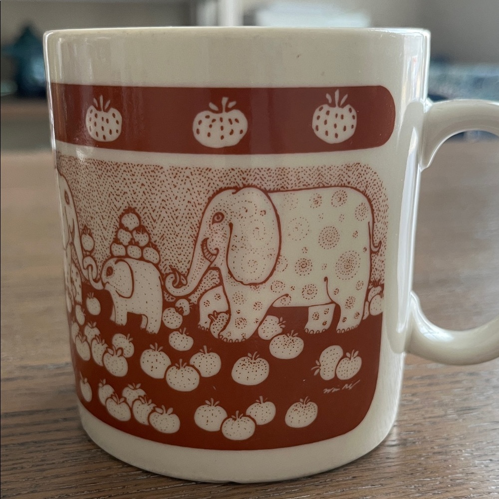 Vintage 1976 Taylor & Ng Happy Elephant and Pumpkin Mug